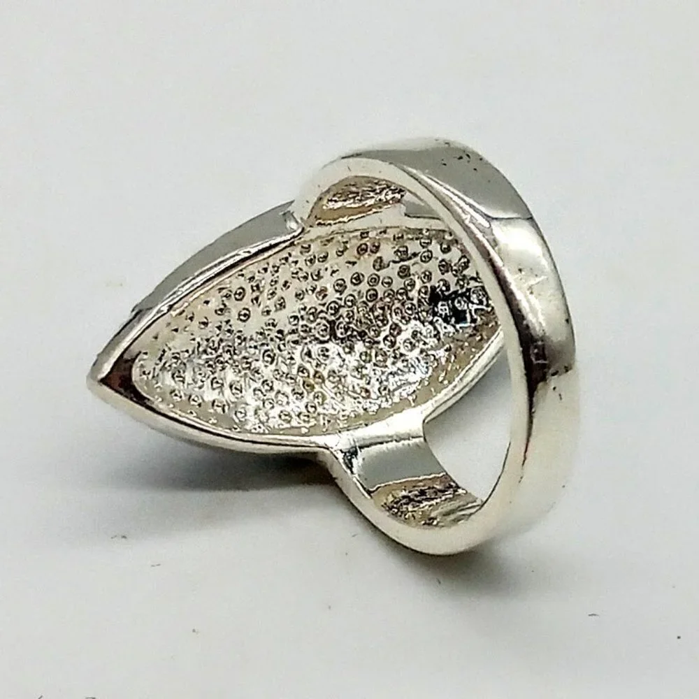 Blue Crystal & Enamel Silver Fashion Ring